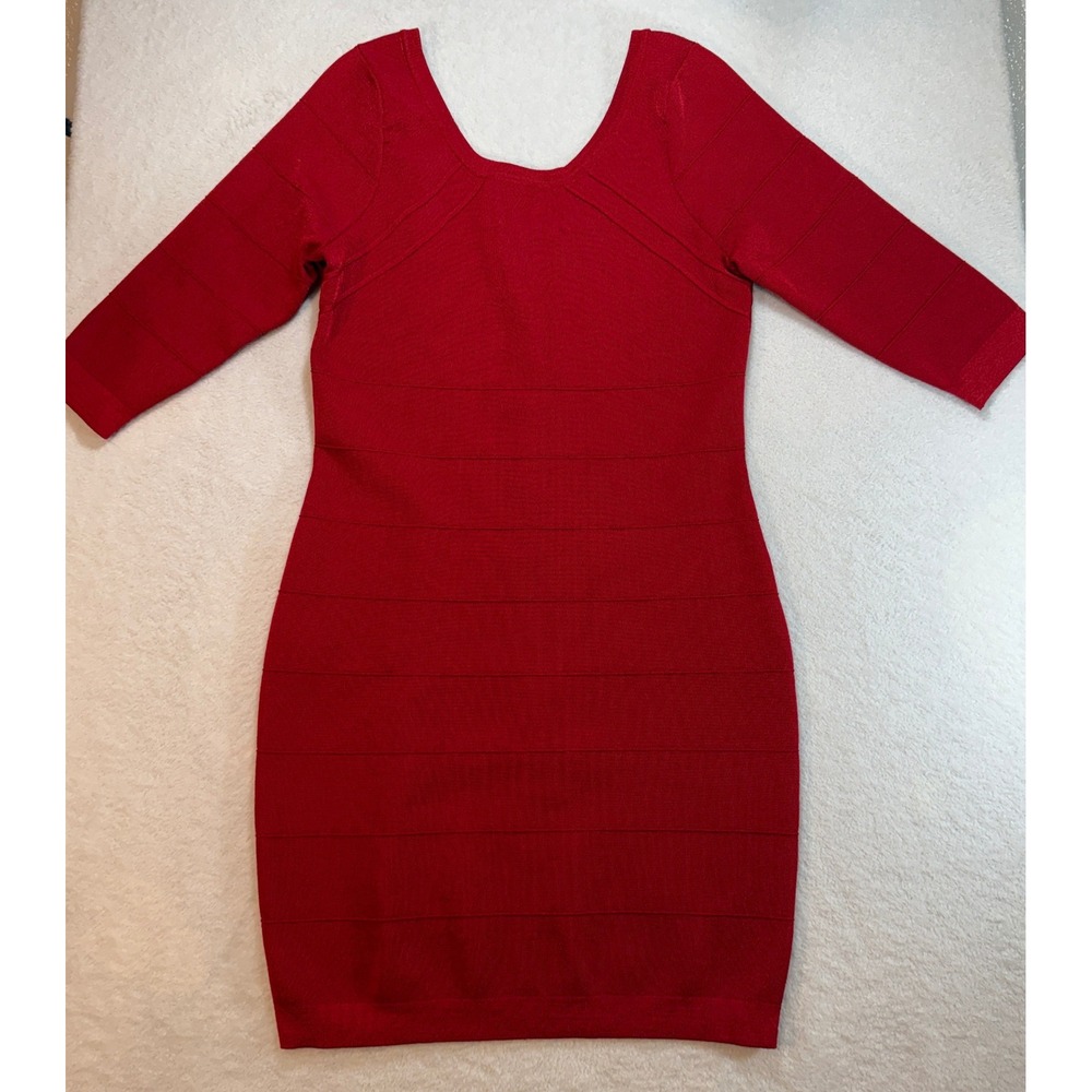 Kardashian Kollection Red Bandage Bodycon Dress 3/4 Sleeve XL Spring 2013